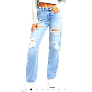 Good American Light Blue Straight Leg Jeans